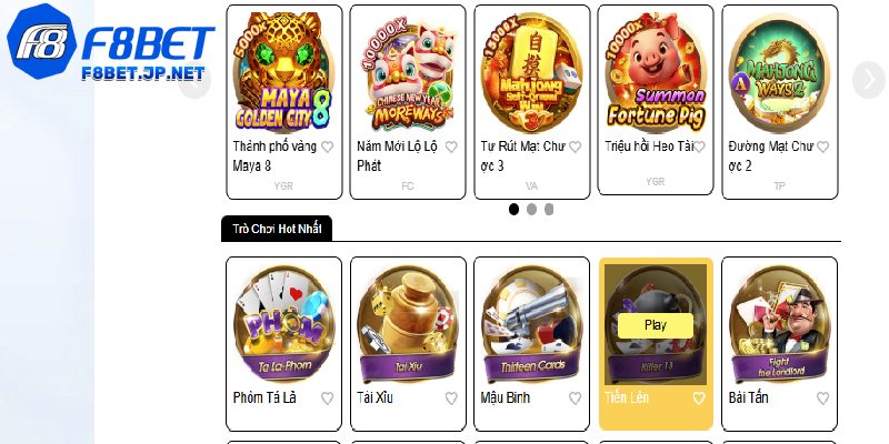 Game bài F8bet quy tụ kho trò chơi đồ sộ